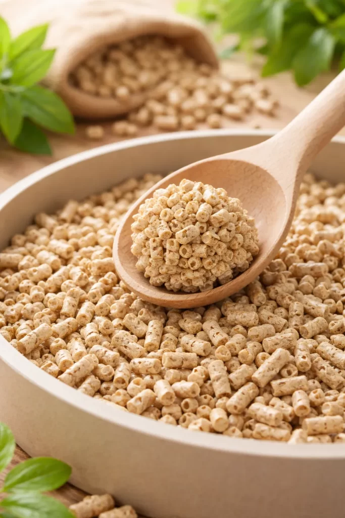 Natuurlijke kattenbakvulling met sterke klontvorming.