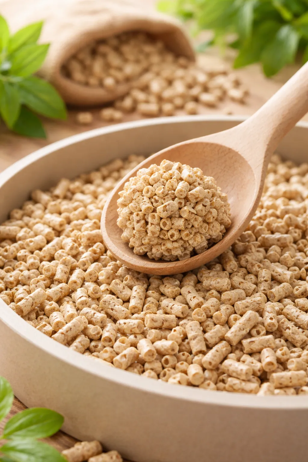 Natuurlijke kattenbakvulling met sterke klontvorming.